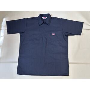 Vintage Ben Davis Shirt Men’s Medium Black 1/2 Zip Shirt USA Workwear Mechanic